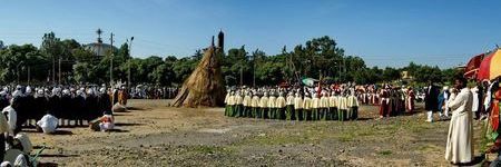 Meskel celebration in Axum, Demera in front of Maryam Tsion Church